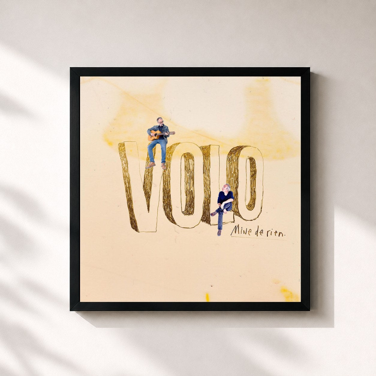 #noir Tableau carré de l'album Mine de rien de Volo, cadre noir 32x32 cm