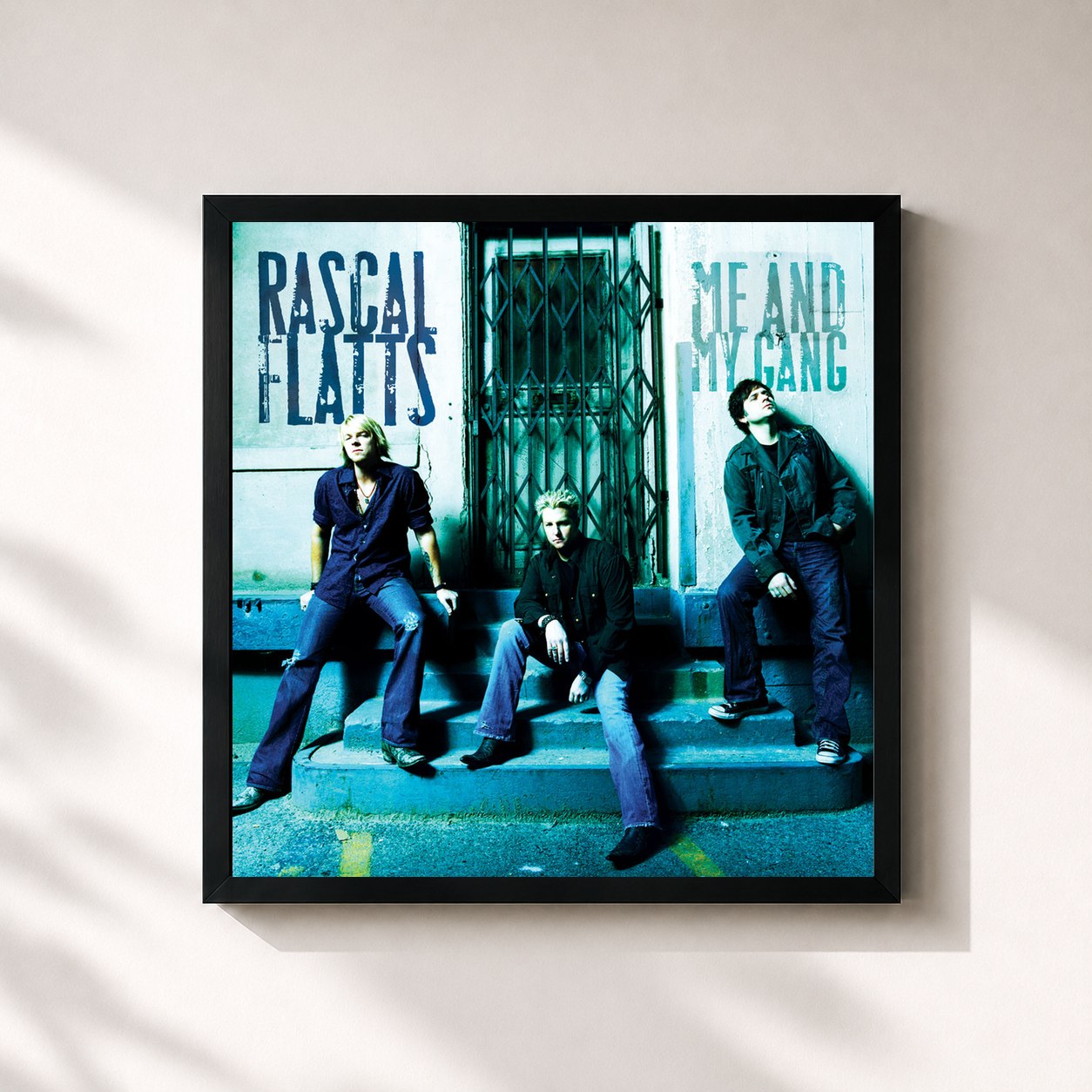 #noir Tableau carré de l'album Me And My Gang de Rascal Flatts, cadre noir 32x32 cm