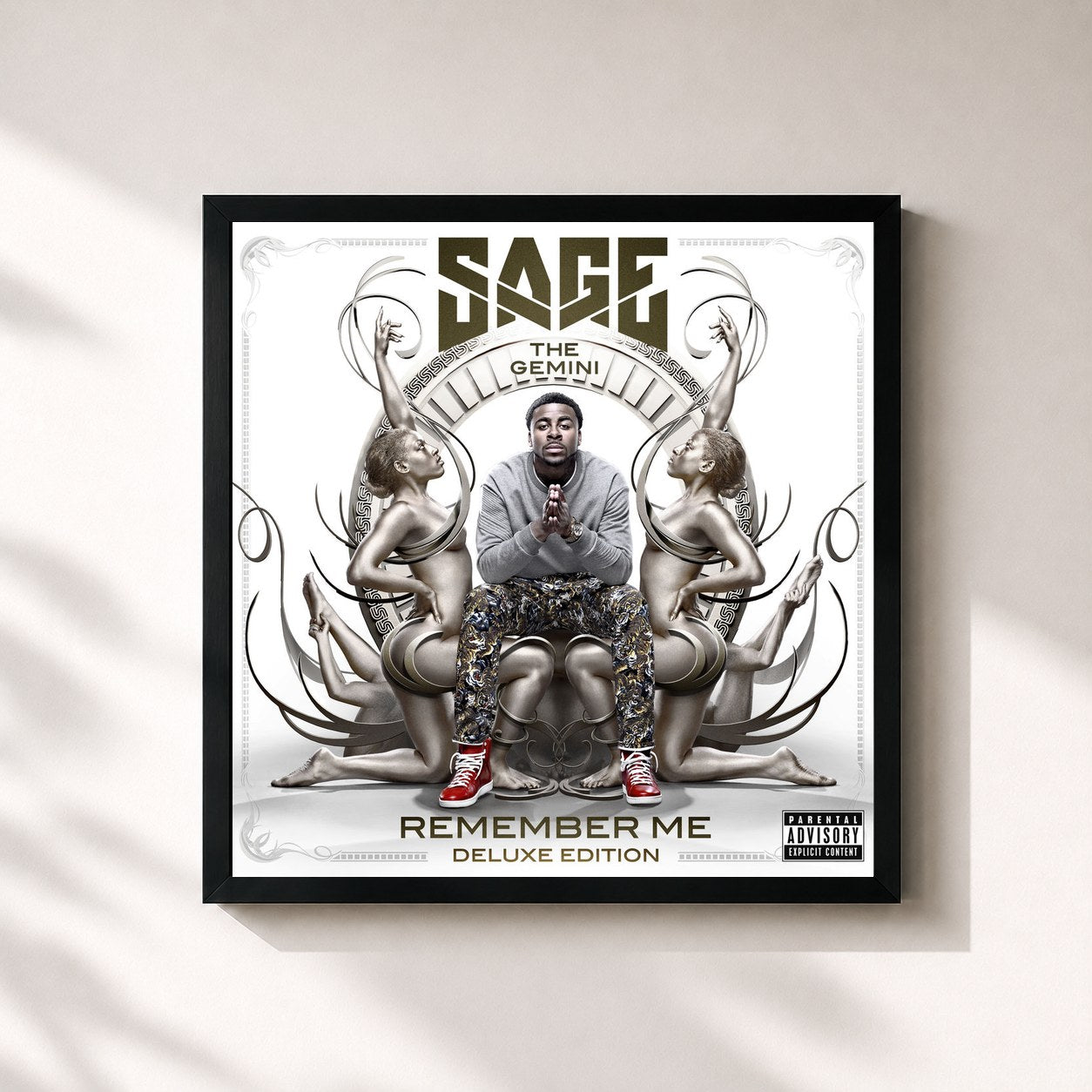 #noir Tableau carré de l'album Remember Me (Deluxe Booklet Version) de Sage The Gemini, cadre noir 32x32 cm
