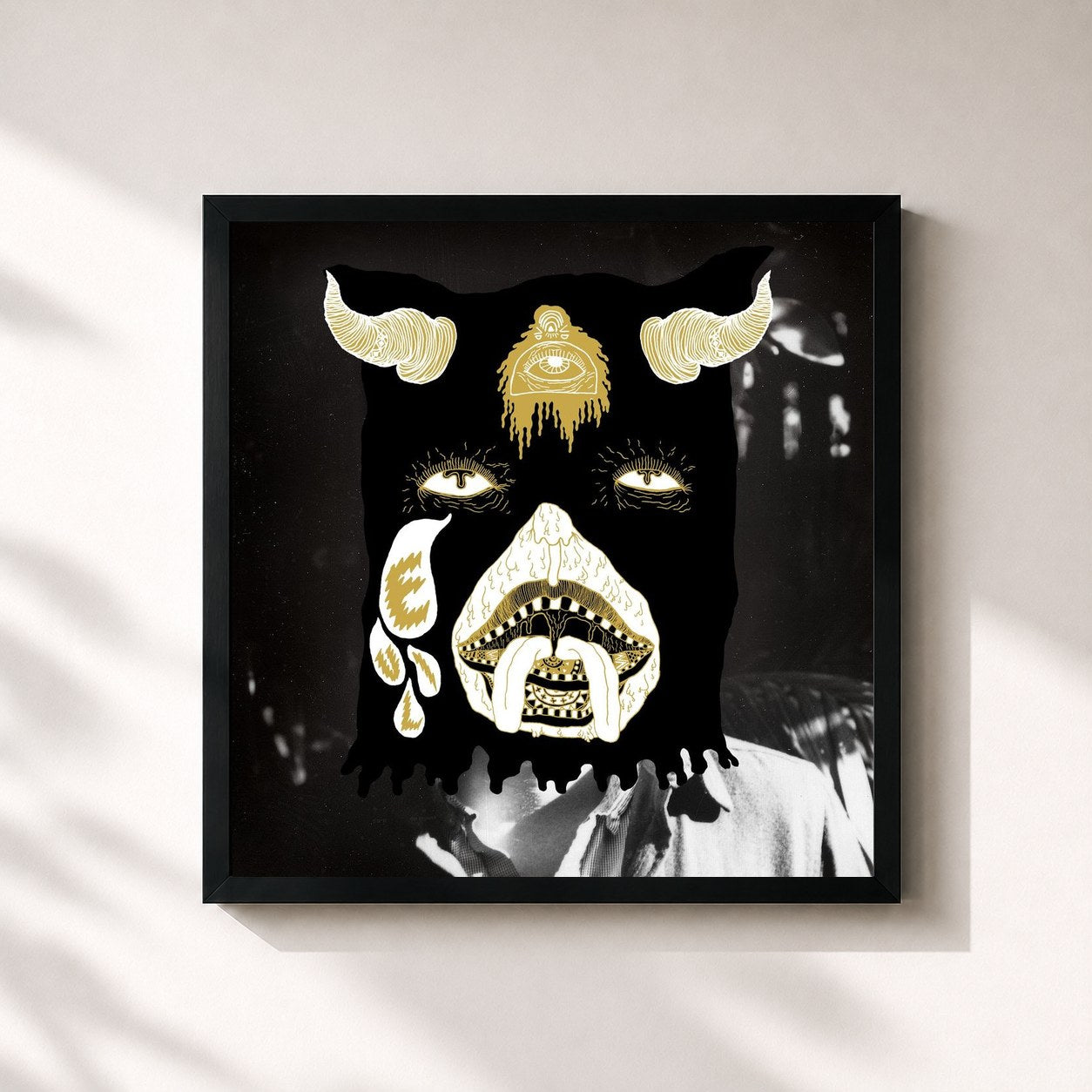 #noir Tableau carré de l'album Evil Friends de Portugal. The Man, cadre noir 32x32 cm