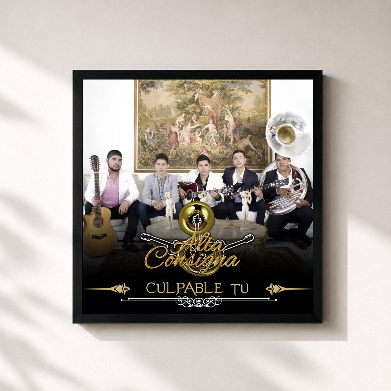 #noir Tableau carré de l'album Culpable Tu de Alta Consigna, cadre noir 32x32 cm