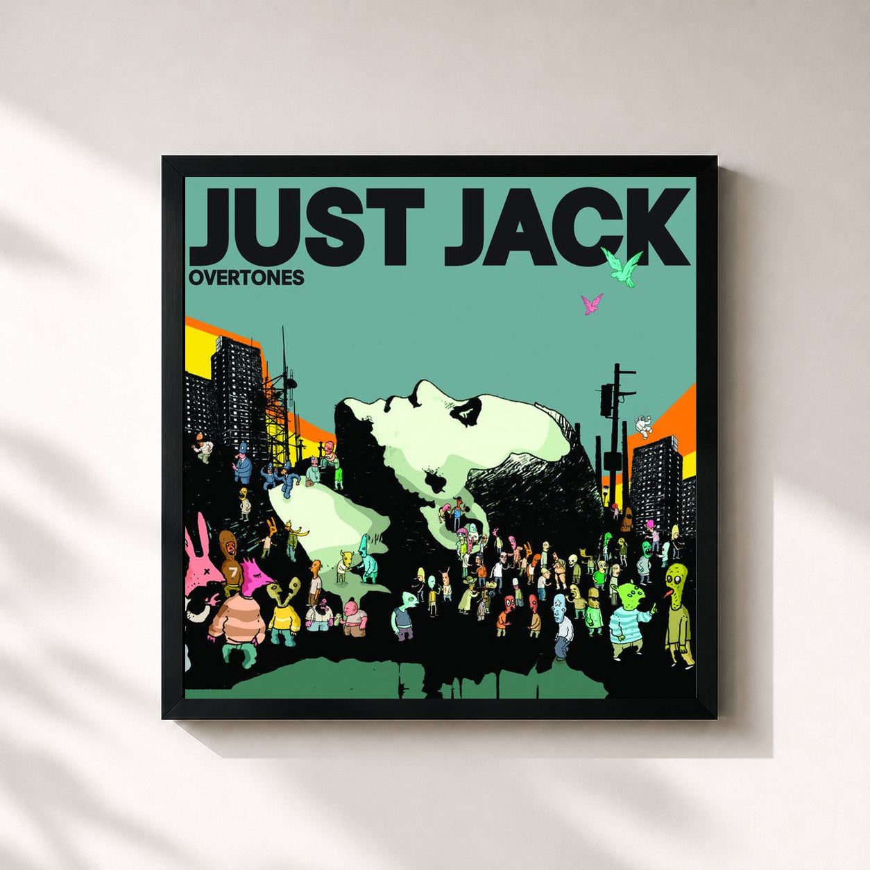 #noir Tableau carré de l'album Overtones de Just Jack, cadre noir 32x32 cm