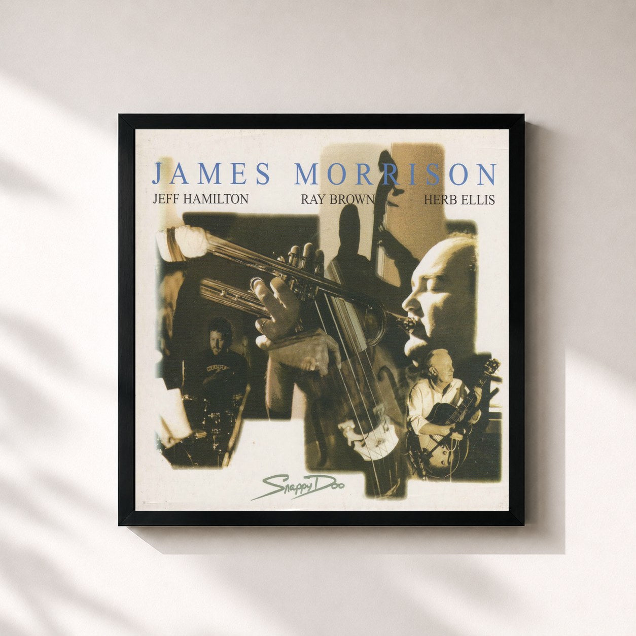 #noir Tableau carré de l'album Snappy Doo de James Morrison, cadre noir 32x32 cm