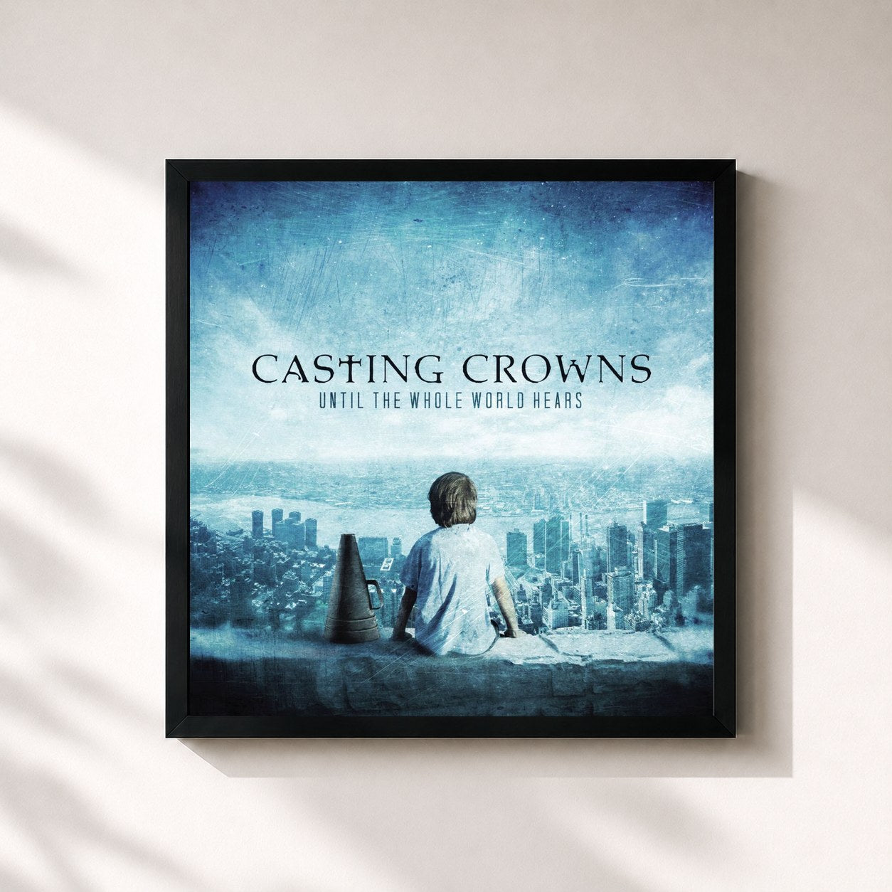 #noir Tableau carré de l'album Until The Whole World Hears de Casting Crowns, cadre noir 32x32 cm