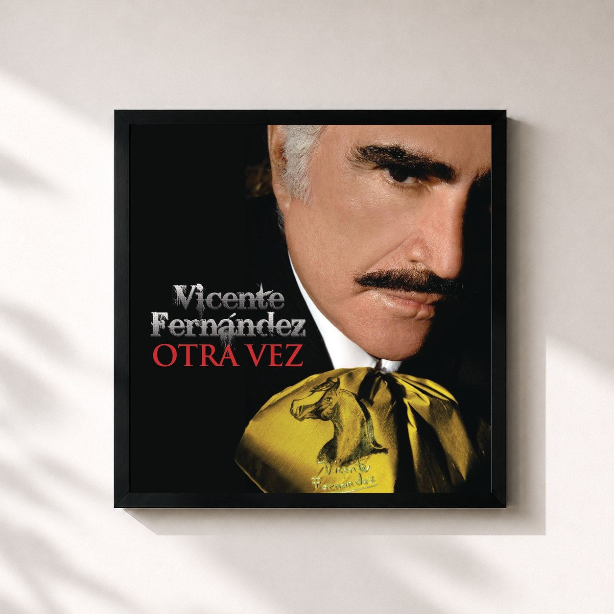 #noir Tableau carré de l'album Otra Vez de Vicente Fernández, cadre noir 32x32 cm
