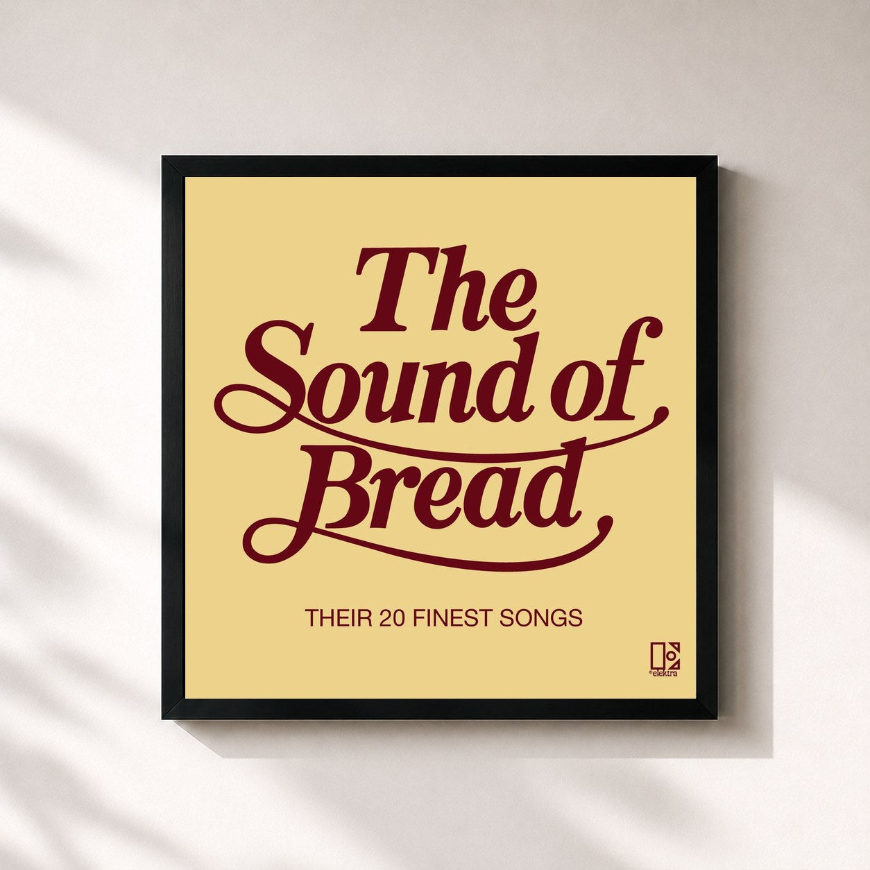 #noir Tableau carré de l'album The Sound Of Bread de Bread, cadre noir 32x32 cm