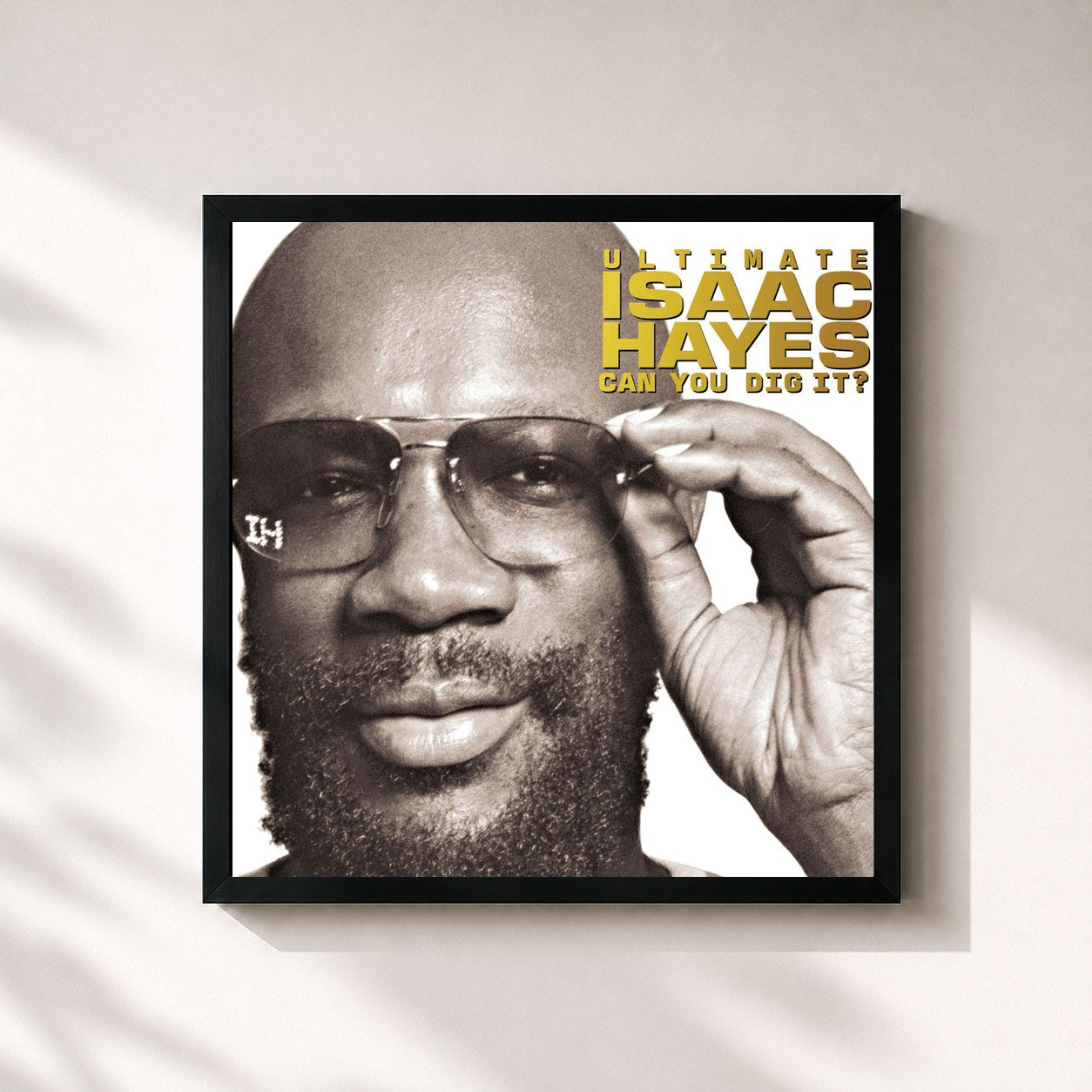 #noir Tableau carré de l'album Ultimate Isaac Hayes: Can You Dig It? de Isaac Hayes, cadre noir 32x32 cm