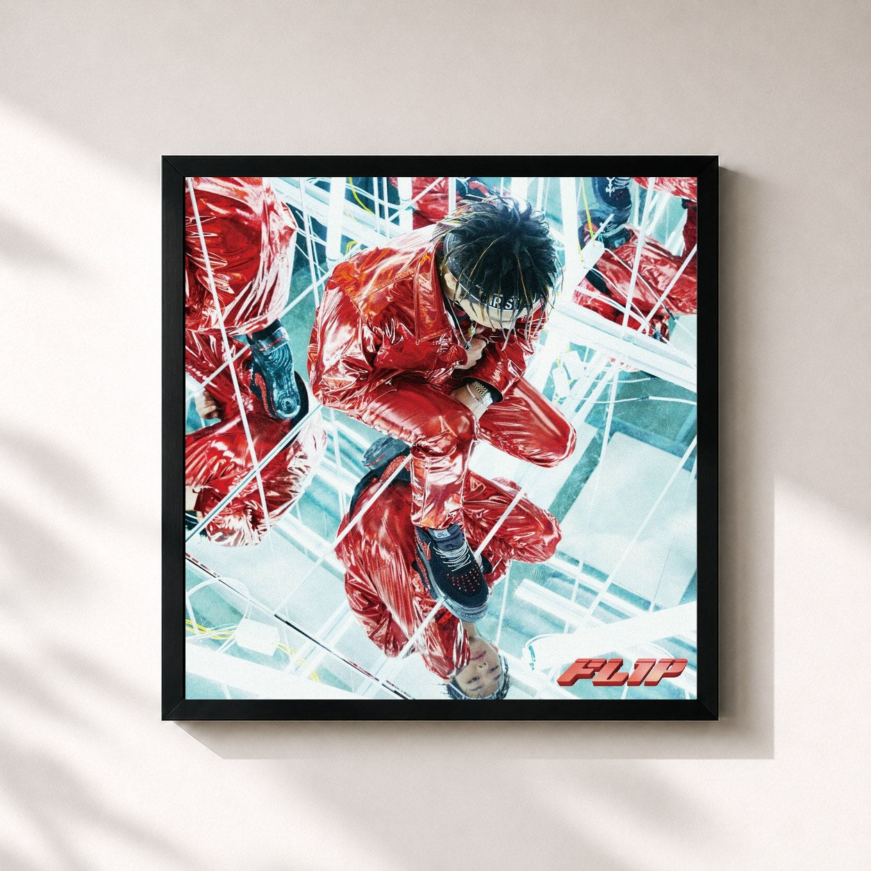 #noir Tableau carré de l'album FL1P de Sik-K, cadre noir 32x32 cm