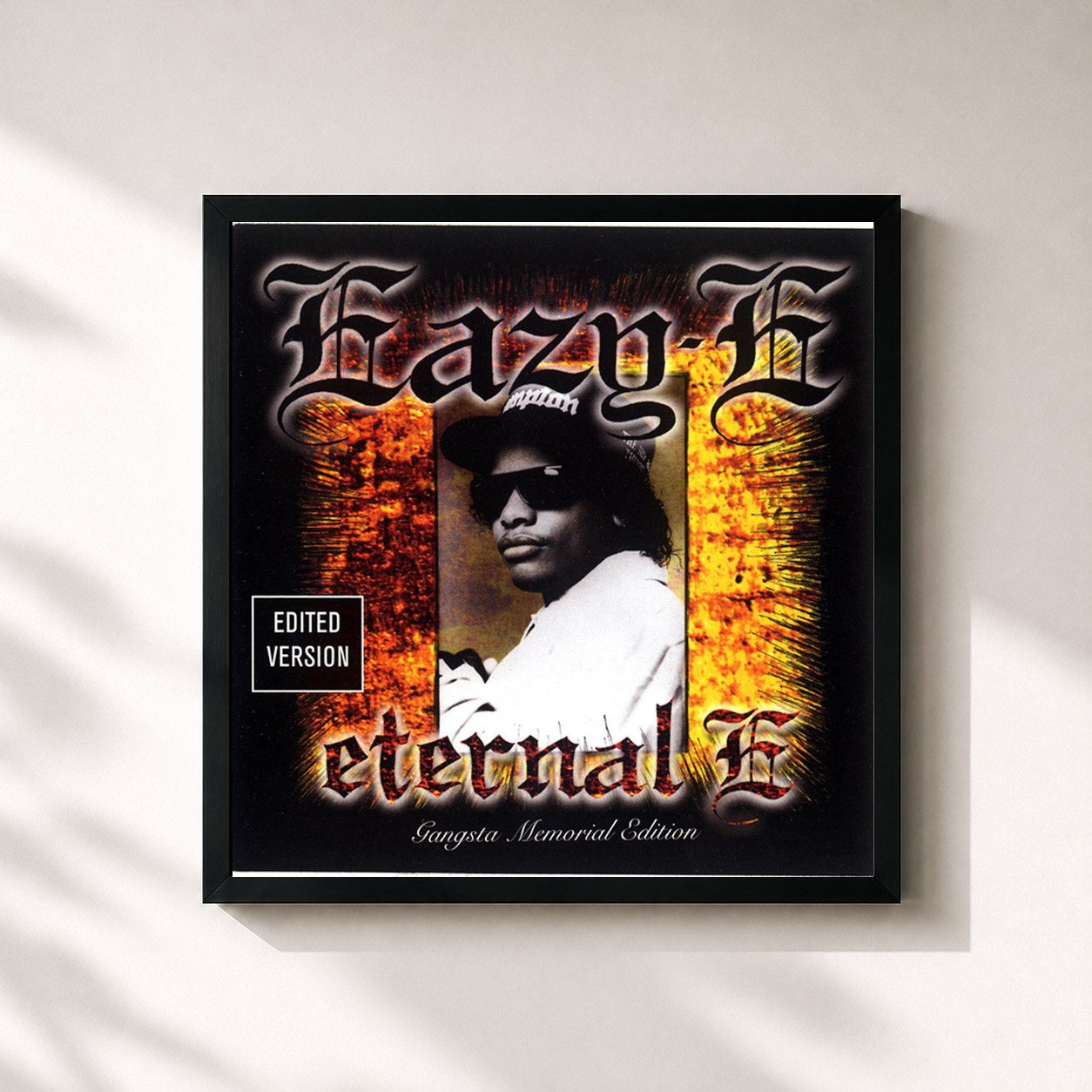 #noir Tableau carré de l'album Eternal E: Gangsta Memorial Edition de Eazy-E, cadre noir 32x32 cm