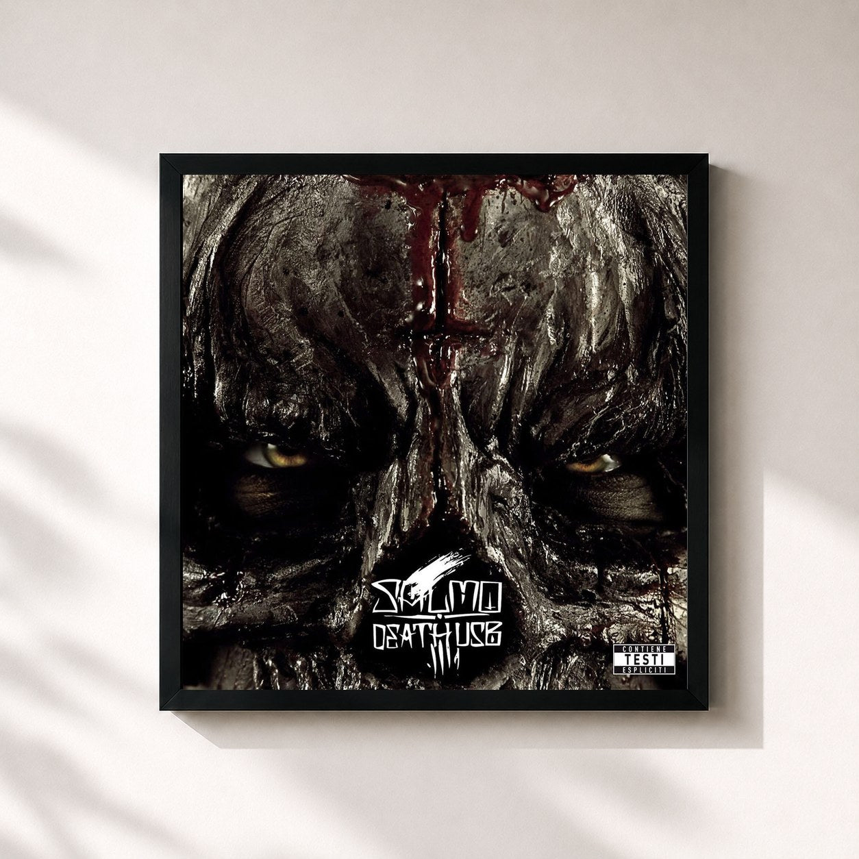 #noir Tableau carré de l'album Death USB de Salmo, cadre noir 32x32 cm