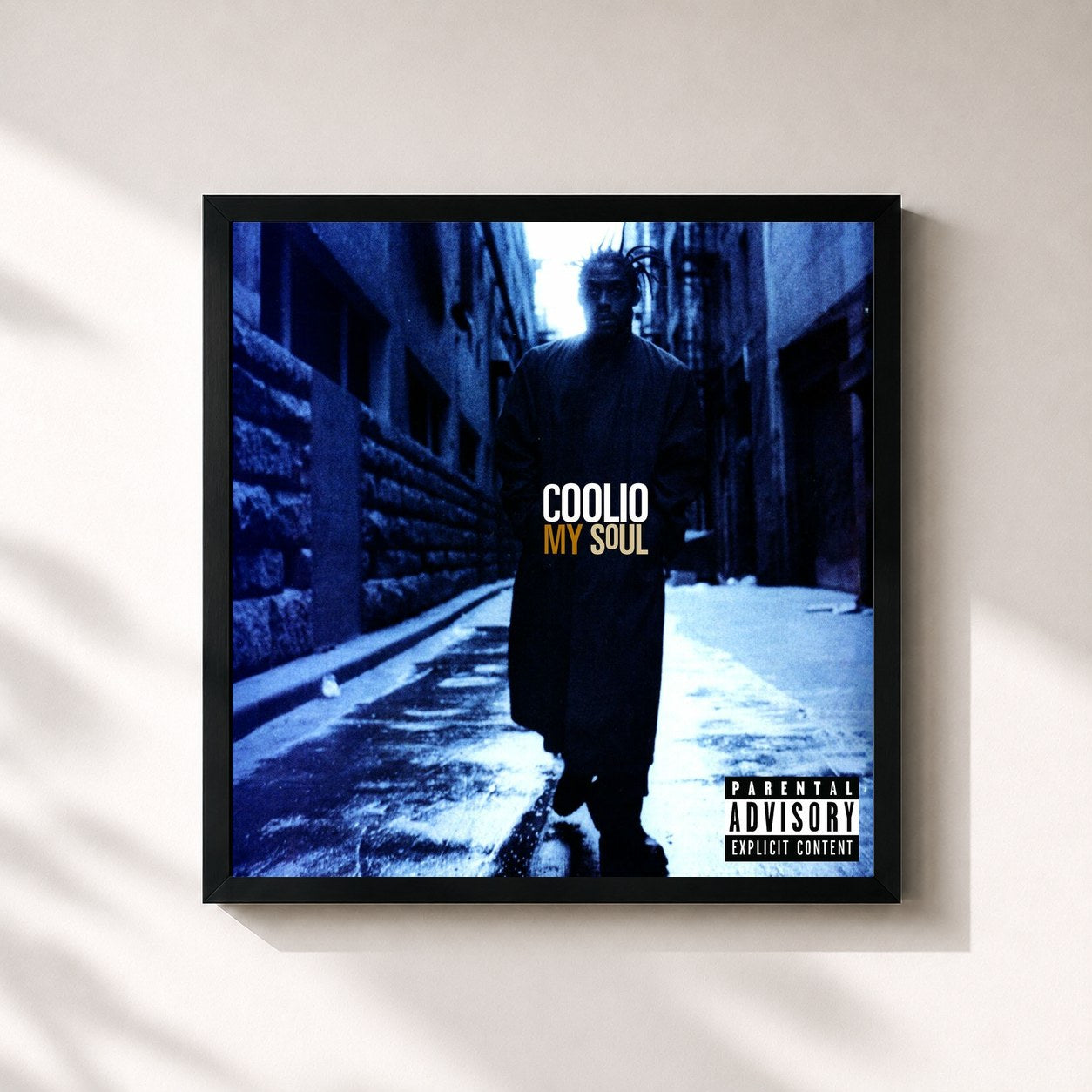 #noir Tableau carré de l'album My Soul (25th Anniversary) de Coolio, cadre noir 32x32 cm