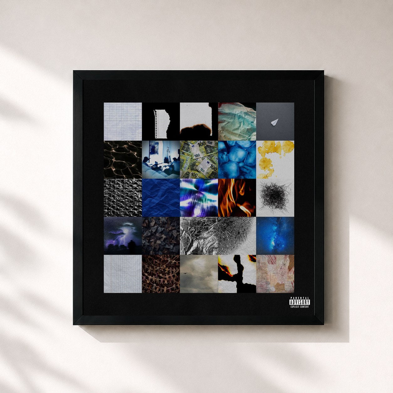#noir Tableau carré de l'album DANS MES NOTES de Klem Schen, cadre noir 32x32 cm