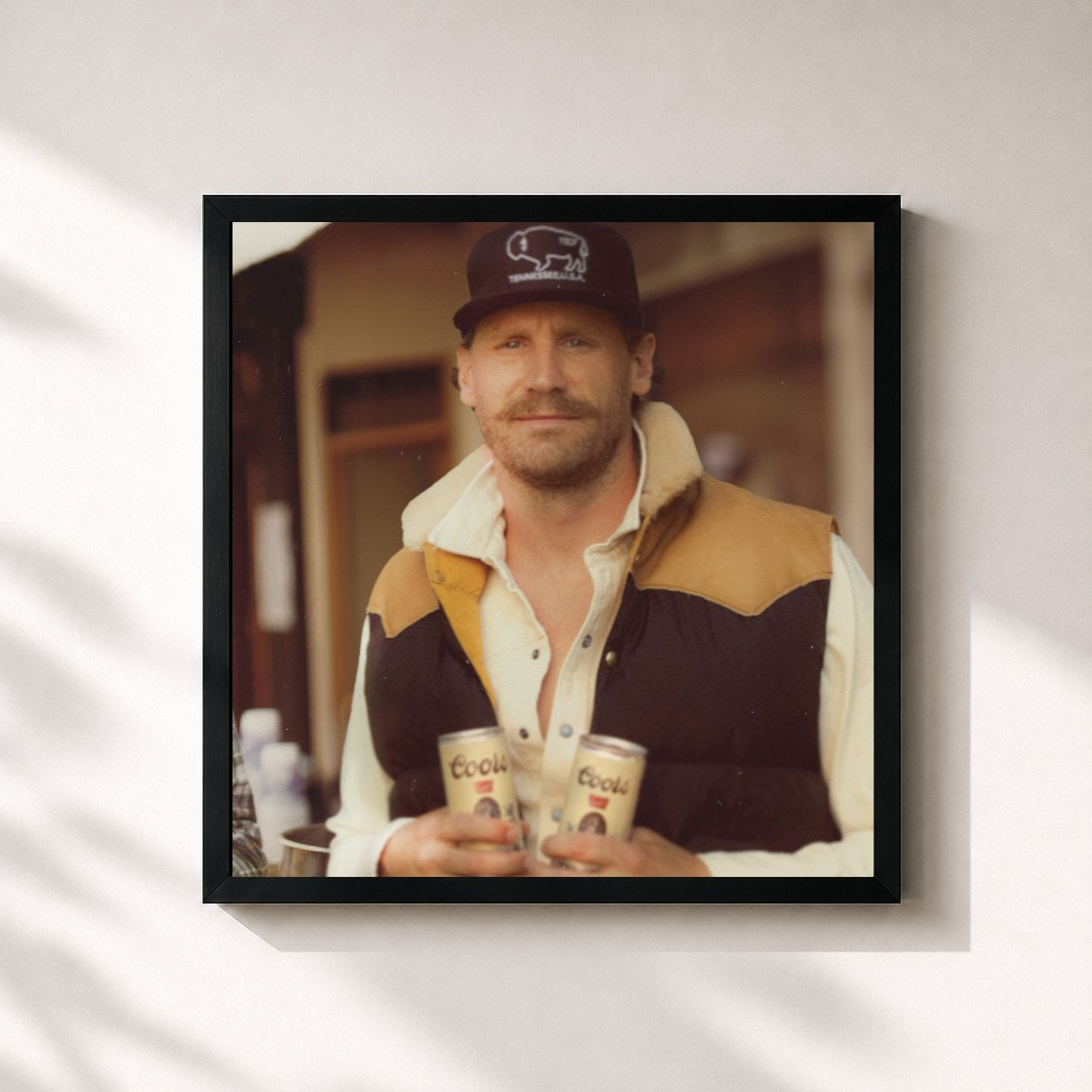#noir Tableau carré de l'album Go Down Singin' de Chase Rice, cadre noir 32x32 cm