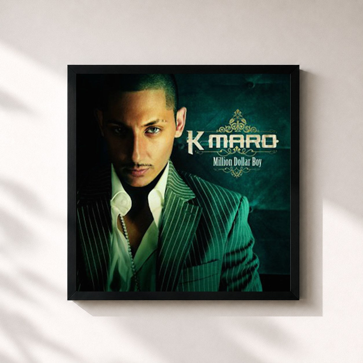 #noir Tableau carré de l'album Million Dollar Boy de K-Maro, cadre noir 32x32 cm