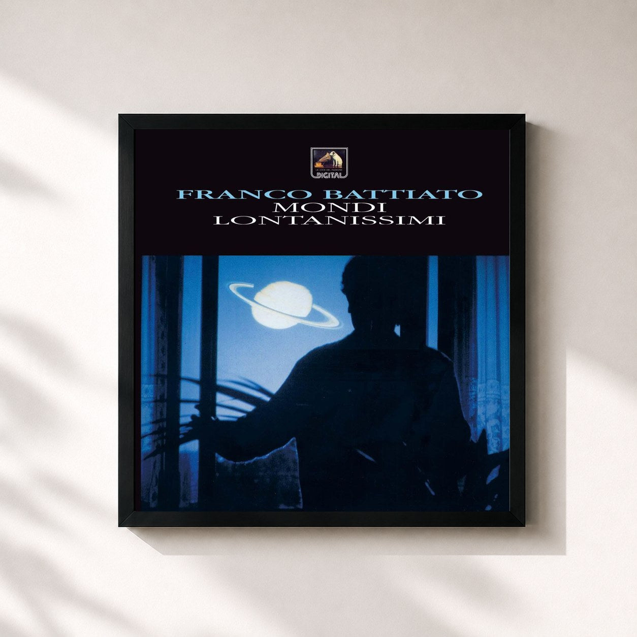 #noir Tableau carré de l'album Mondi Lontanissimi (2008 Remastered Edition) de Franco Battiato, cadre noir 32x32 cm