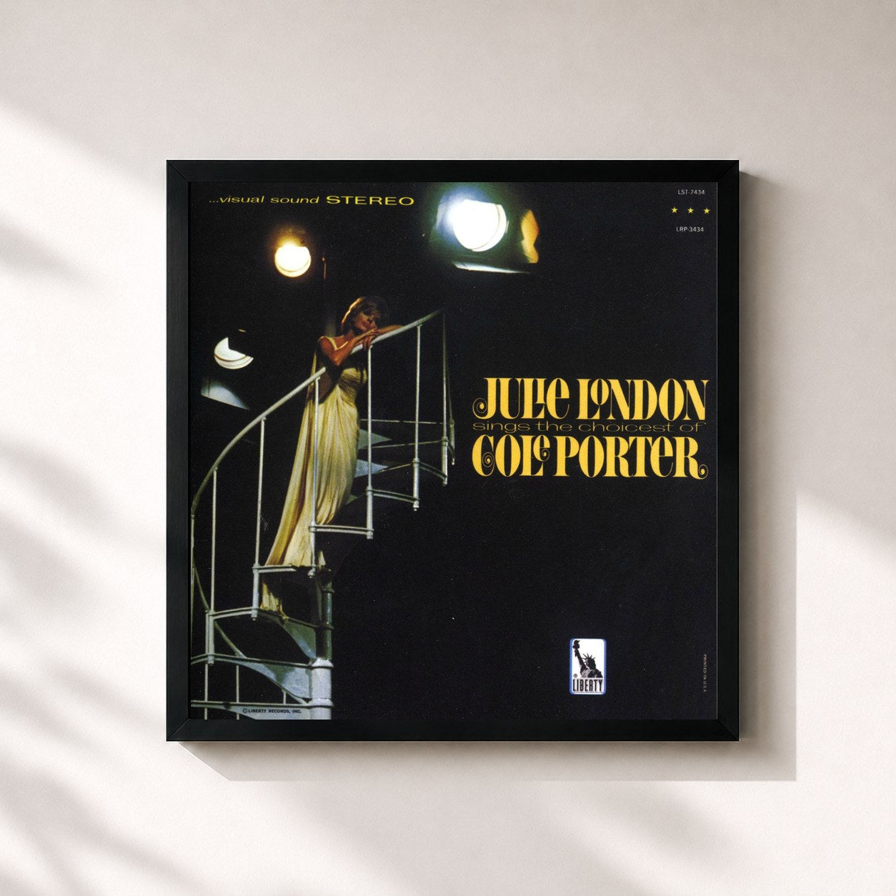 #noir Tableau carré de l'album Sings The Choicest Of Cole Porter de Julie London, cadre noir 32x32 cm