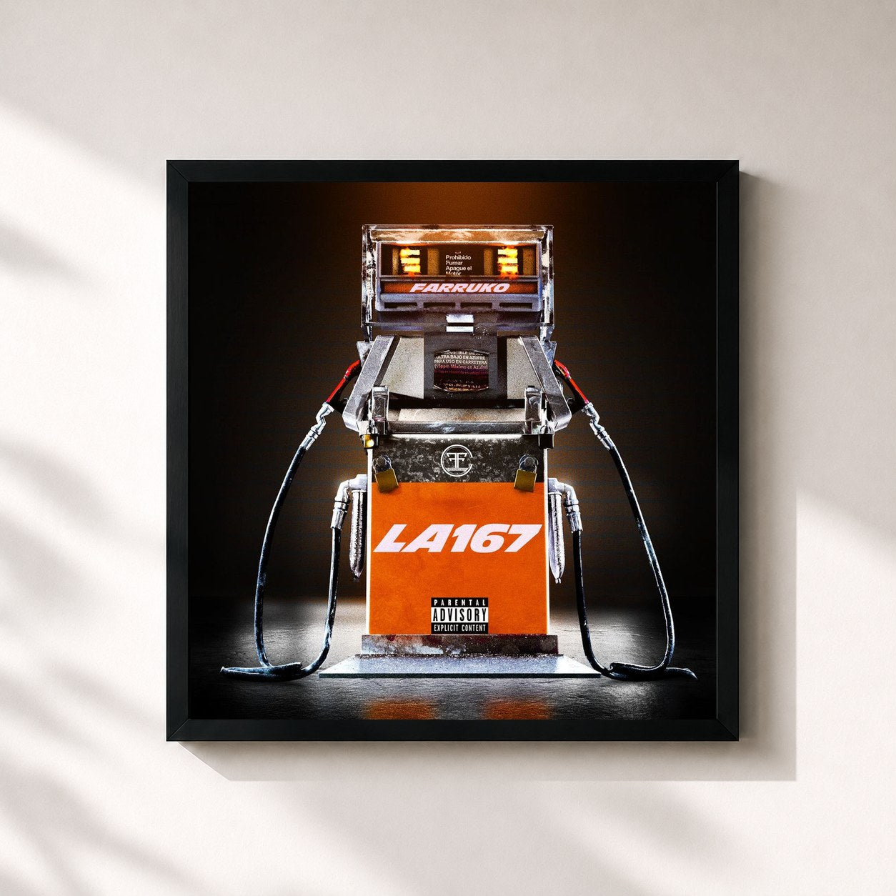 #noir Tableau carré de l'album La 167 de Farruko, cadre noir 32x32 cm