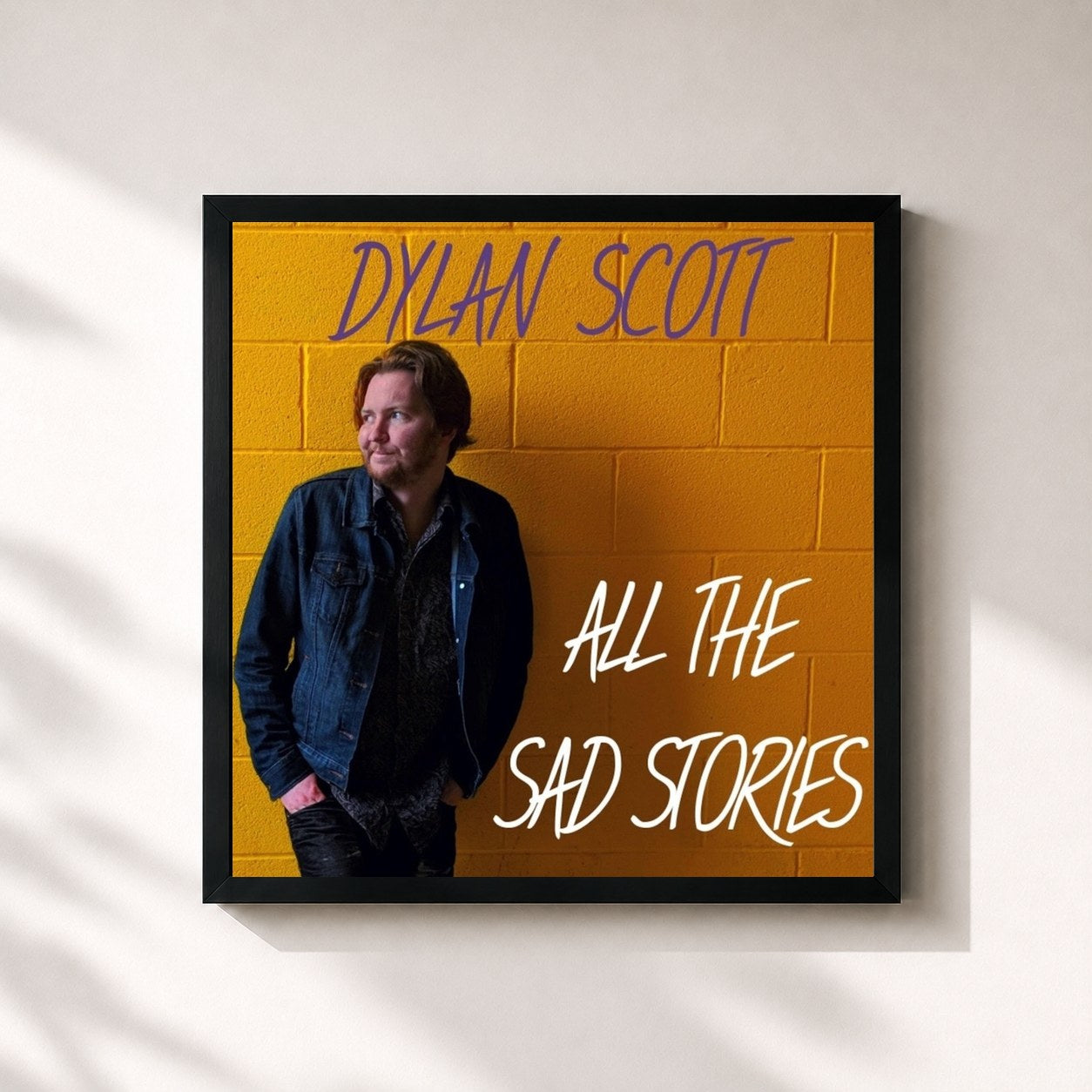 #noir Tableau carré de l'album All the Sad Stories de Dylan Scott, cadre noir 32x32 cm