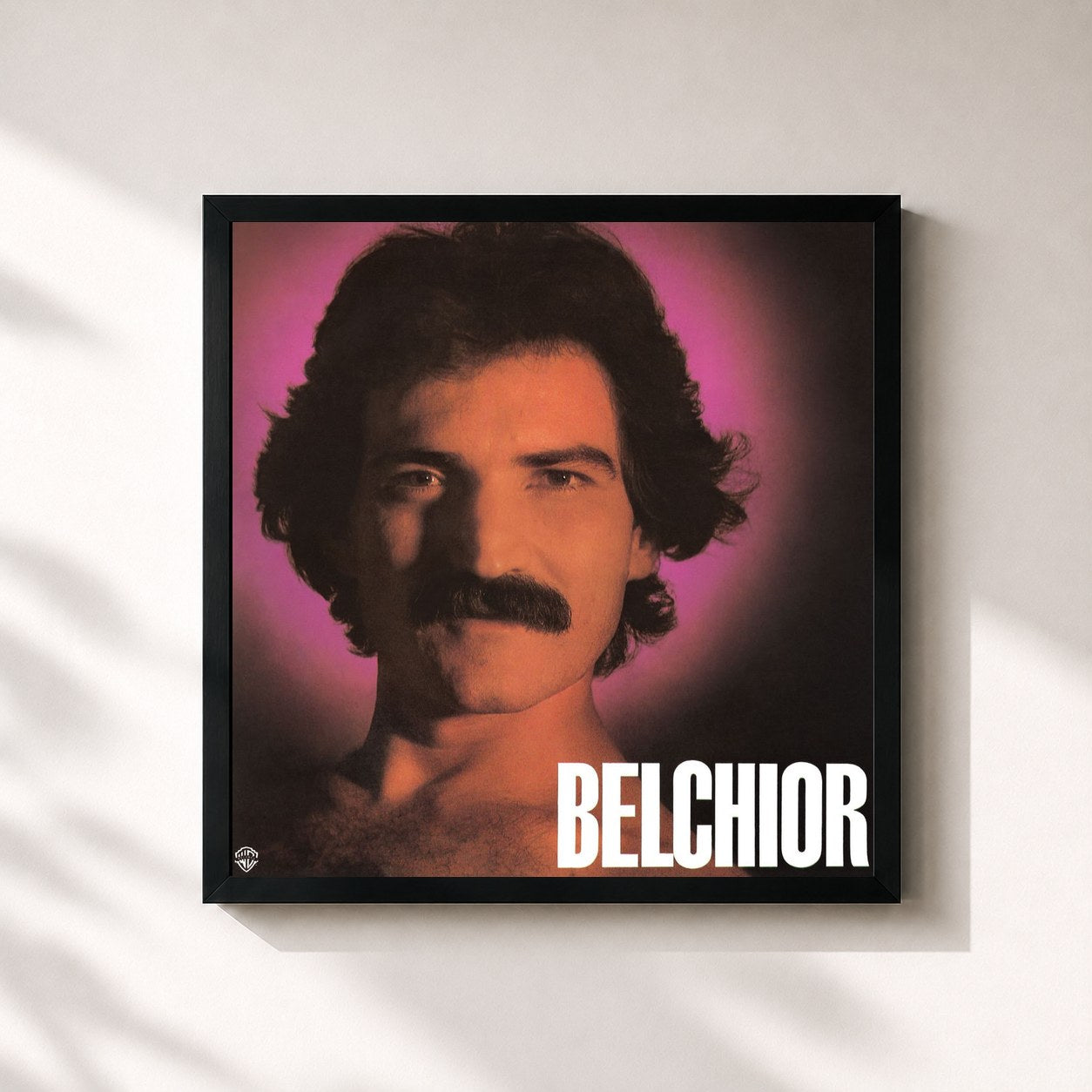 #noir Tableau carré de l'album Coração selvagem (1977) de Belchior, cadre noir 32x32 cm