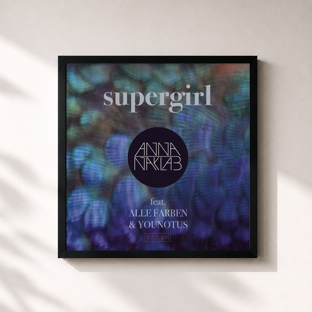 #noir Tableau carré de l'album Supergirl - EP de Anna Naklab, cadre noir 32x32 cm