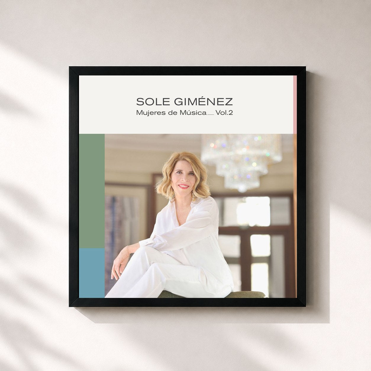#noir Tableau carré de l'album Mujeres de Música Vol. 2 de Sole Gimenez, cadre noir 32x32 cm