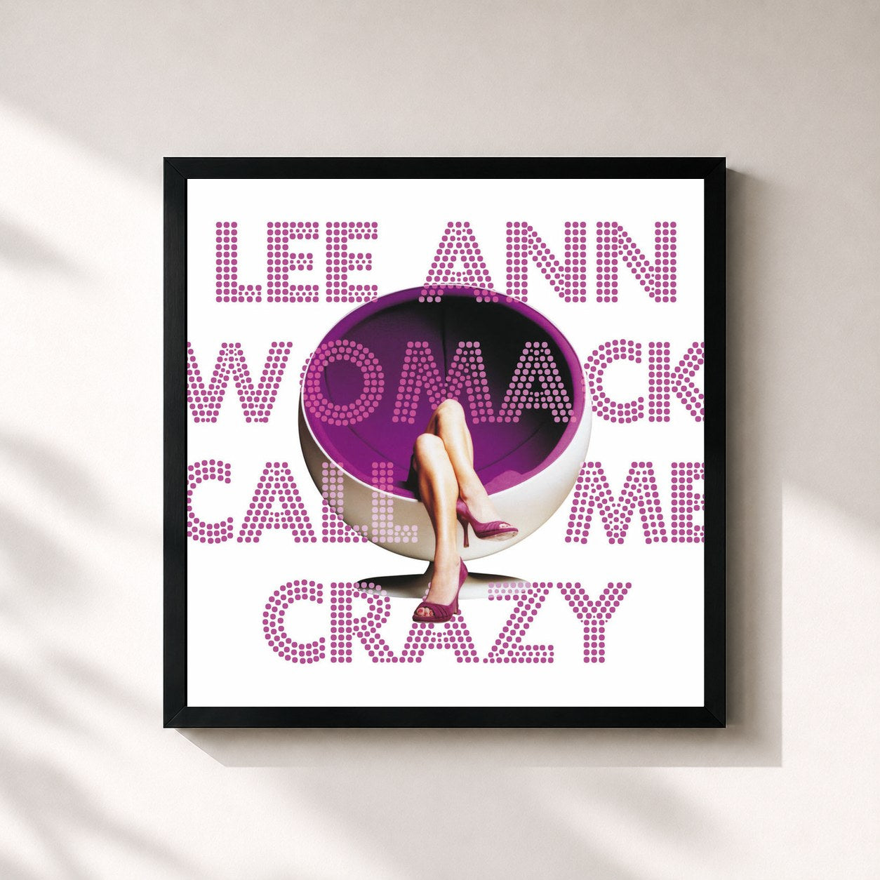 #noir Tableau carré de l'album Call Me Crazy de Lee Ann Womack, cadre noir 32x32 cm