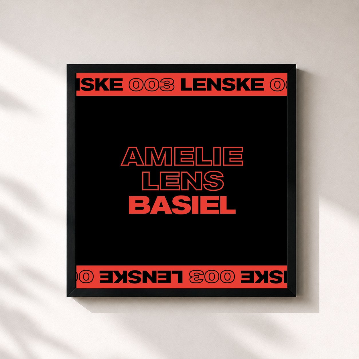 #noir Tableau carré de l'album Basiel EP de Amelie Lens, cadre noir 32x32 cm