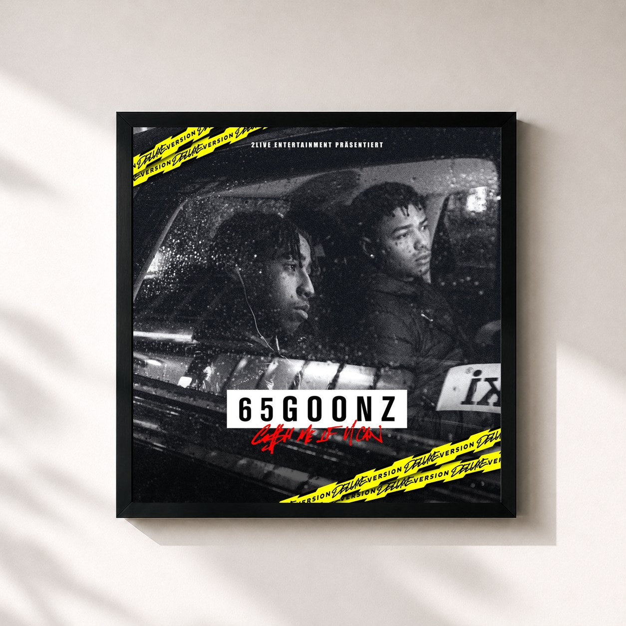 #noir Tableau carré de l'album Cash Me If U Can (Deluxe Version) de 65Goonz, cadre noir 32x32 cm