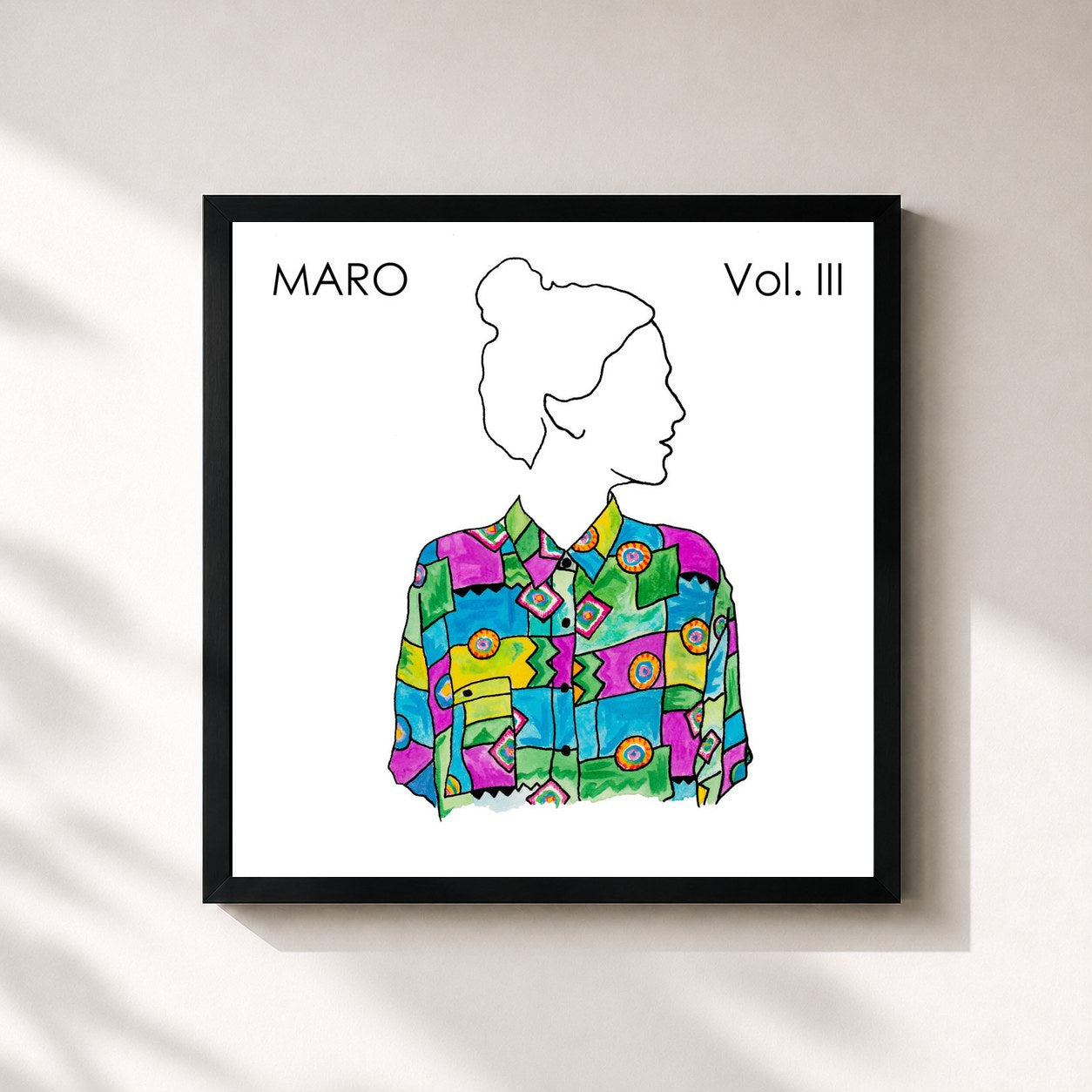 #noir Tableau carré de l'album MARO, Vol. 3 de MARO, cadre noir 32x32 cm