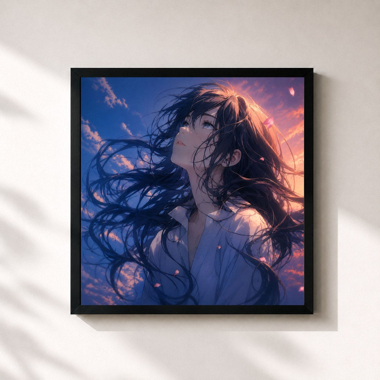 #noir Tableau carré de l'album Jump de SION, cadre noir 32x32 cm