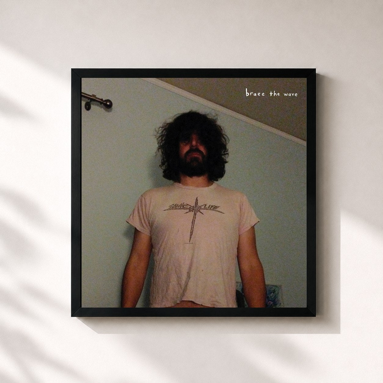 #noir Tableau carré de l'album Brace the Wave de Lou Barlow, cadre noir 32x32 cm