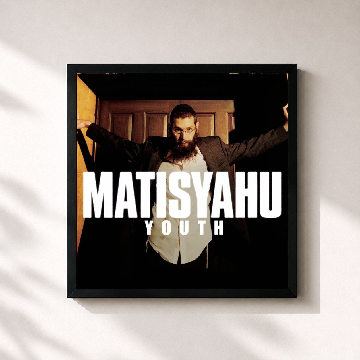 #noir Tableau carré de l'album Youth (Best Buy Version) de Matisyahu, cadre noir 32x32 cm