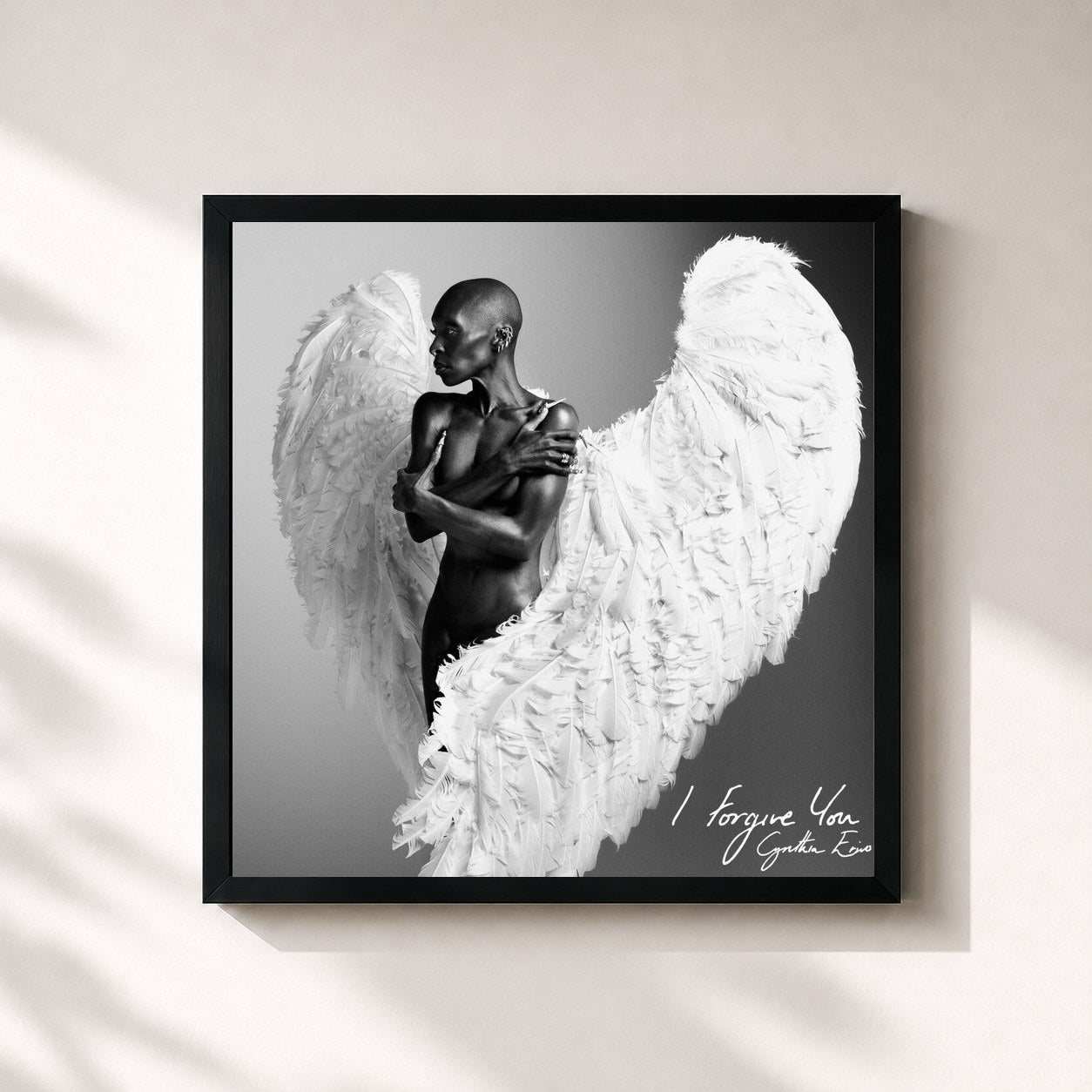 #noir Tableau carré de l'album I Forgive You (A Cappella Edition) de Cynthia Erivo, cadre noir 32x32 cm
