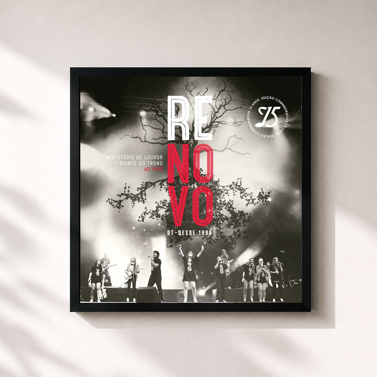 #noir Tableau carré de l'album Renovo de Diante do Trono, cadre noir 32x32 cm