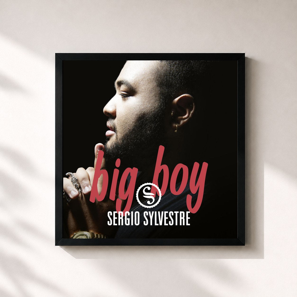 #noir Tableau carré de l'album Big Boy de Sergio Sylvestre, cadre noir 32x32 cm