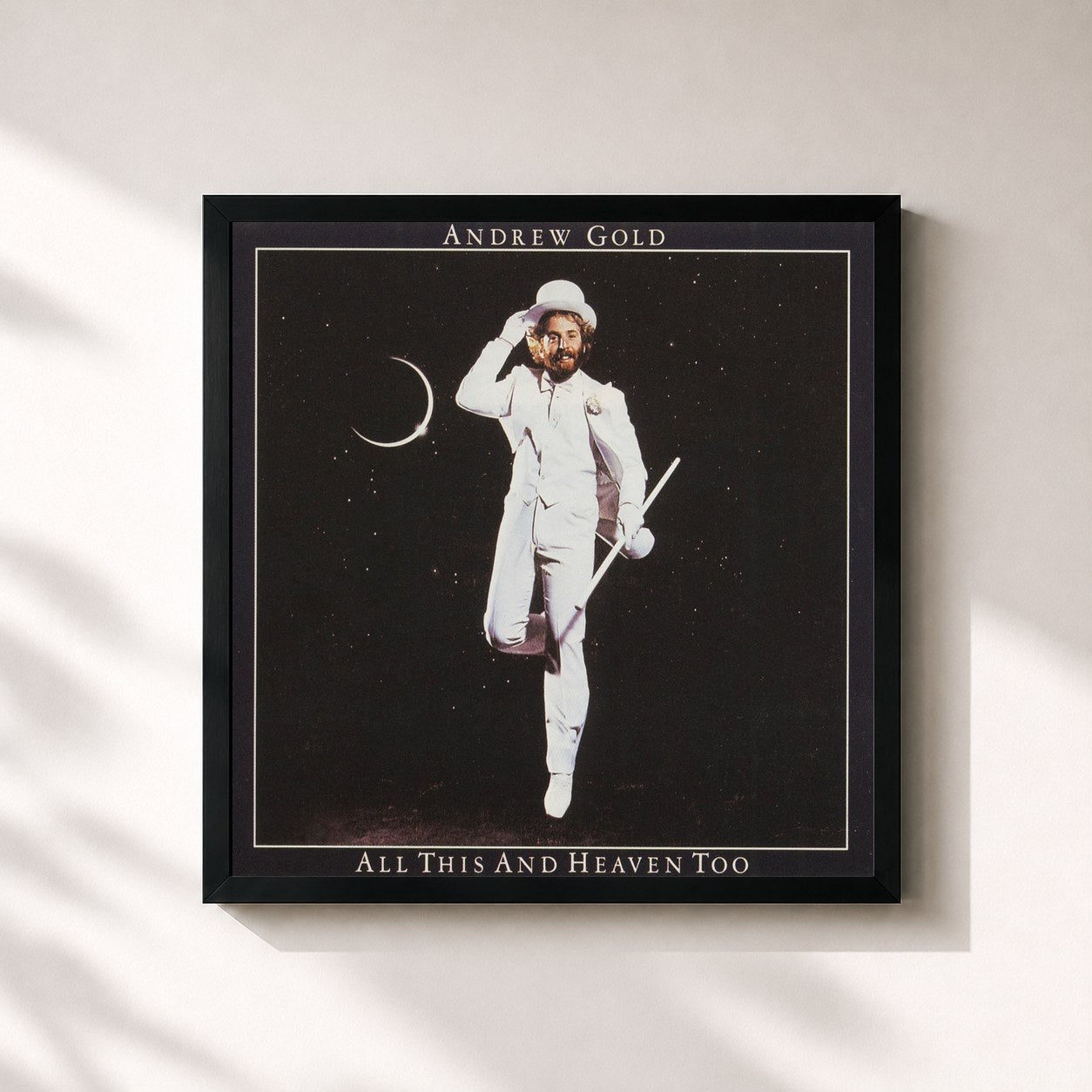 #noir Tableau carré de l'album All This and Heaven Too de Andrew Gold, cadre noir 32x32 cm