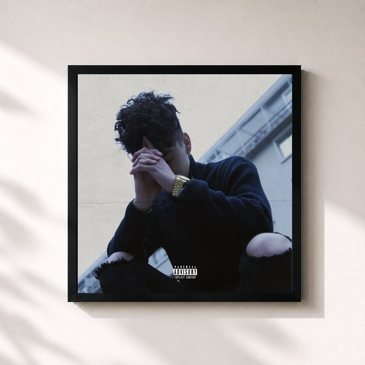 #noir Tableau carré de l'album 96 de Young Cister, cadre noir 32x32 cm