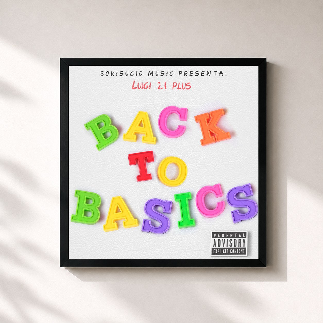 #noir Tableau carré de l'album Back to Basics de Luigi 21 Plus, cadre noir 32x32 cm