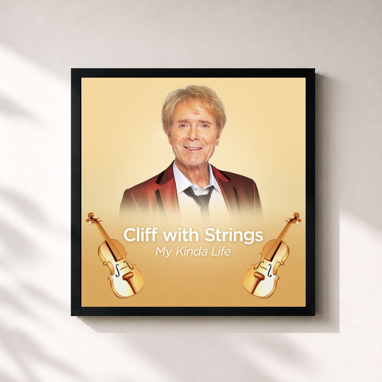 #noir Tableau carré de l'album Cliff with Strings - My Kinda Life de Cliff Richard, cadre noir 32x32 cm