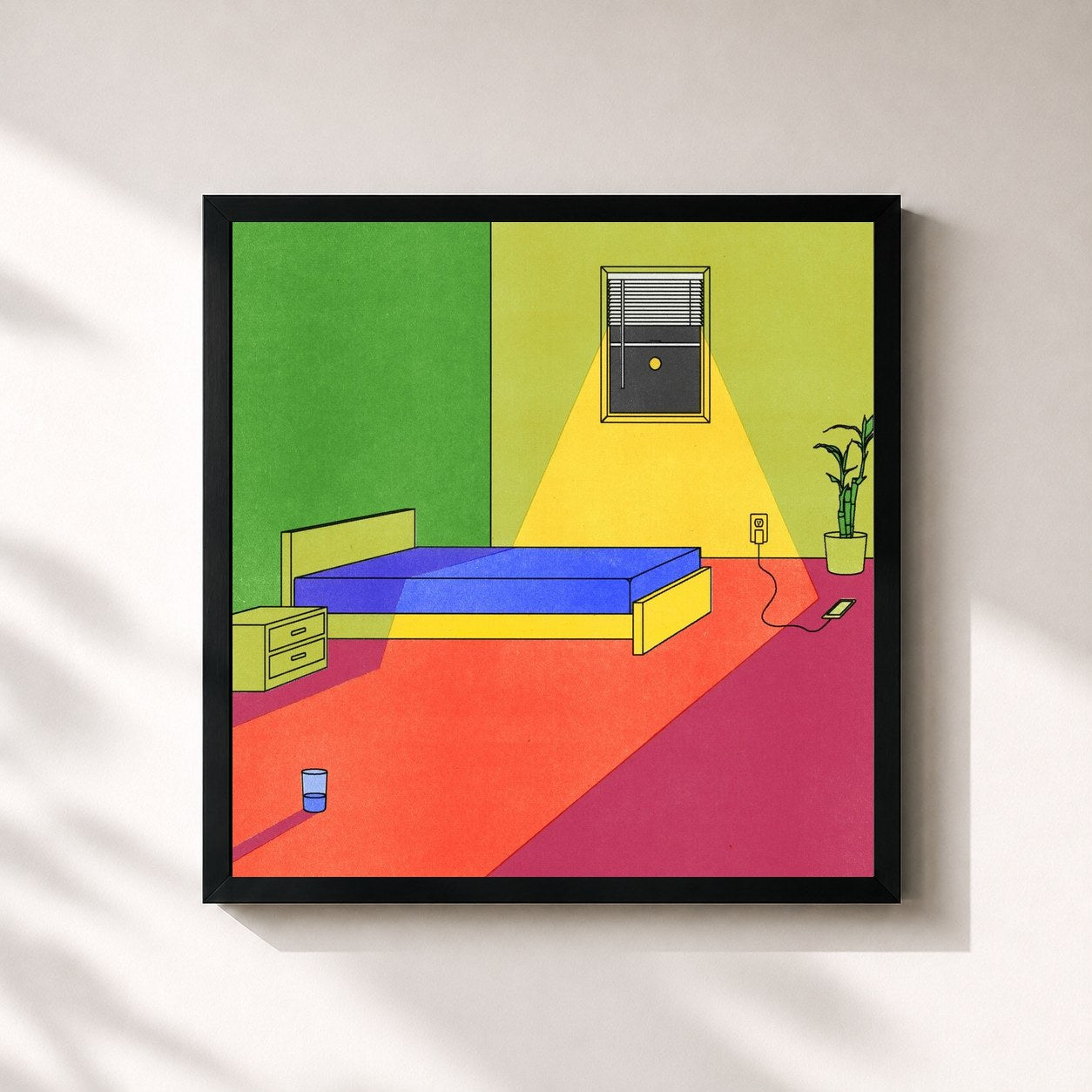 #noir Tableau carré de l'album off the grid de Yot Club, cadre noir 32x32 cm