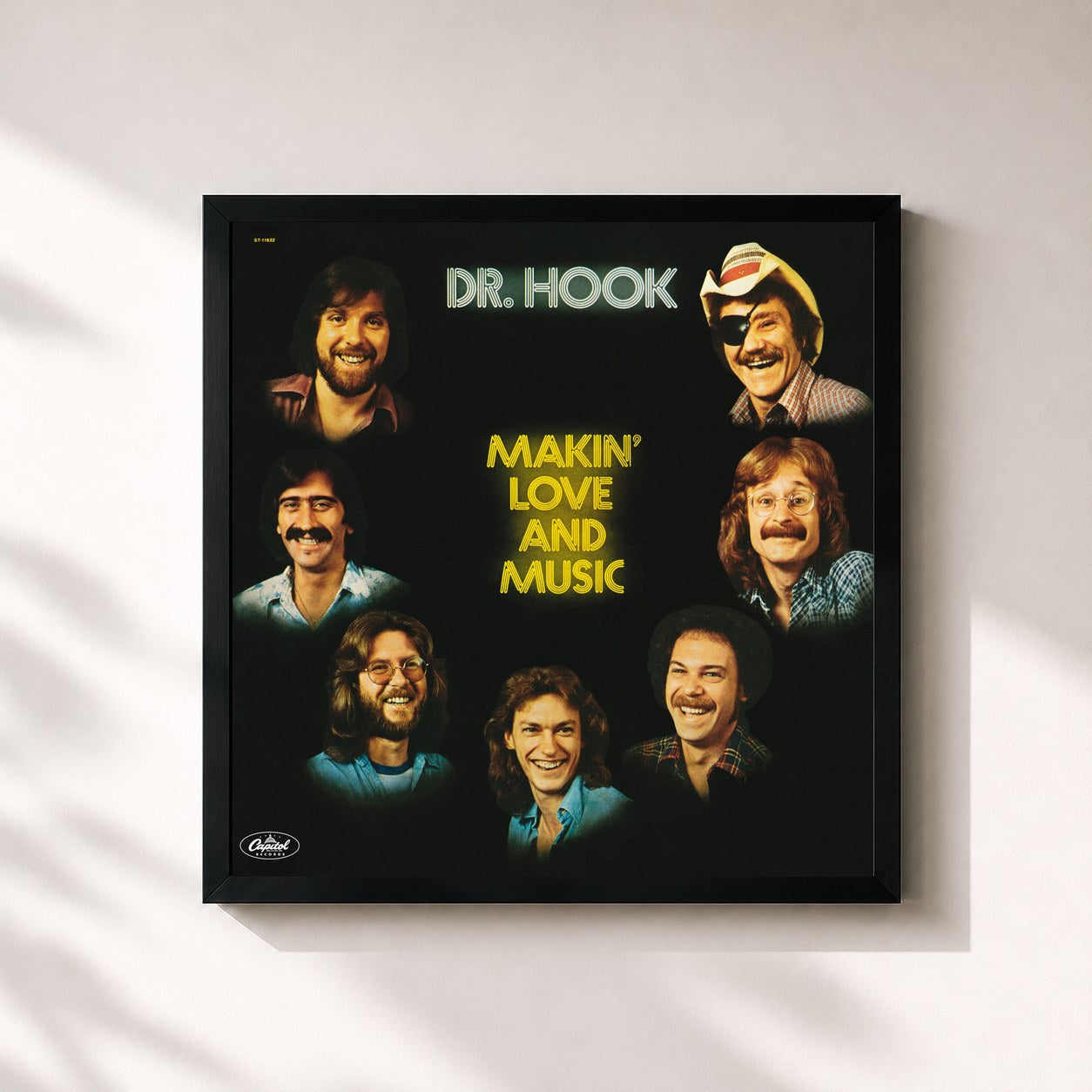 #noir Tableau carré de l'album Makin' Love And Music de Dr. Hook, cadre noir 32x32 cm
