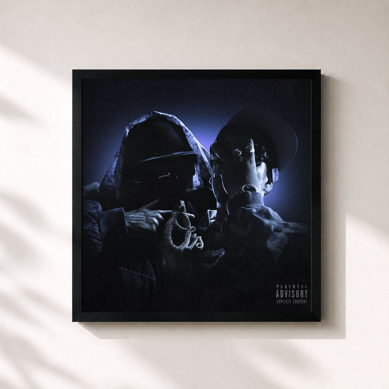 #noir Tableau carré de l'album BIDNESS IS BOOMIN de Shoreline Mafia, cadre noir 32x32 cm