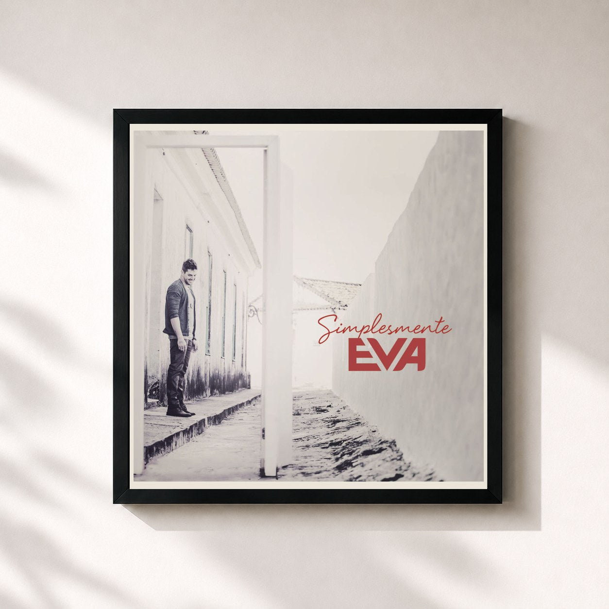 #noir Tableau carré de l'album Simplesmente de Banda Eva, cadre noir 32x32 cm
