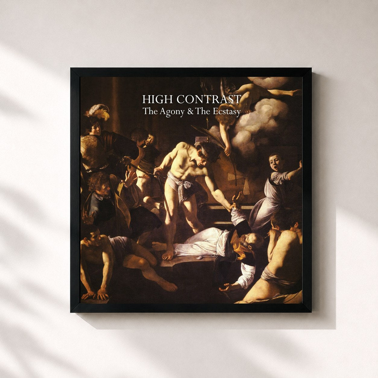 #noir Tableau carré de l'album The Agony & The Ecstasy de High Contrast, cadre noir 32x32 cm
