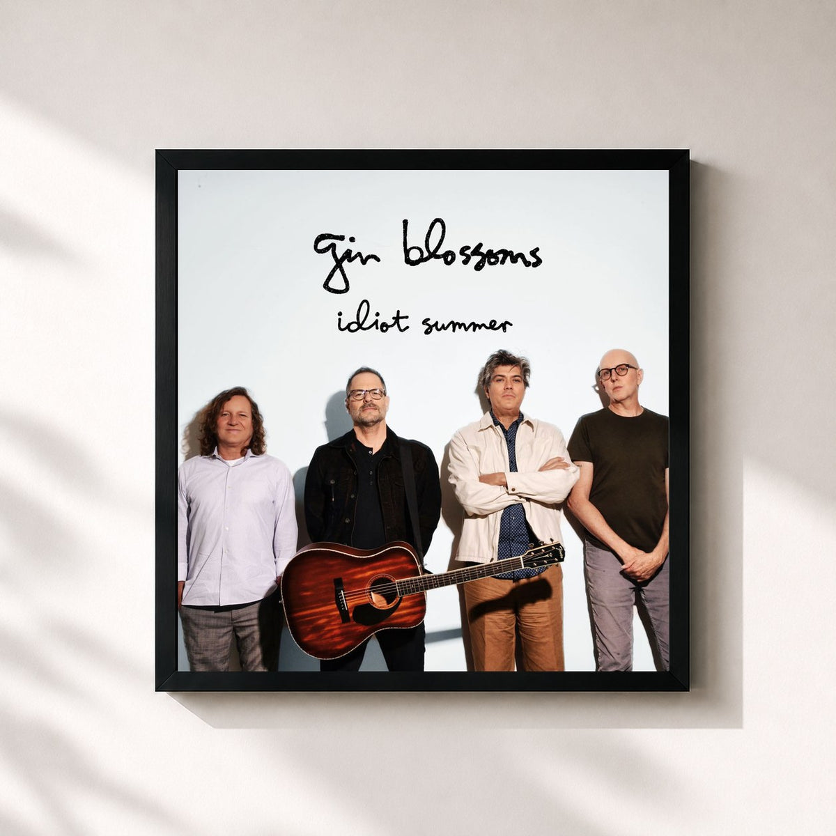 #noir Tableau carré de l'album Gin Blossoms' Idiot Summer de Gin Blossoms, cadre noir 32x32 cm