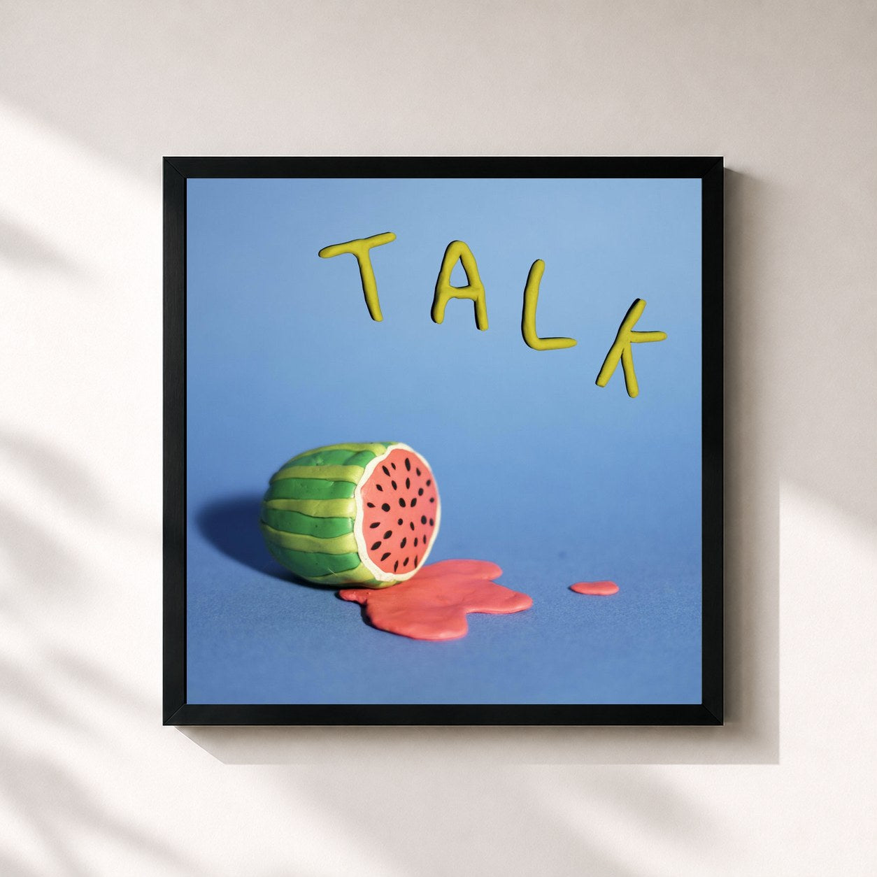 #noir Tableau carré de l'album TALK de TALK, cadre noir 32x32 cm