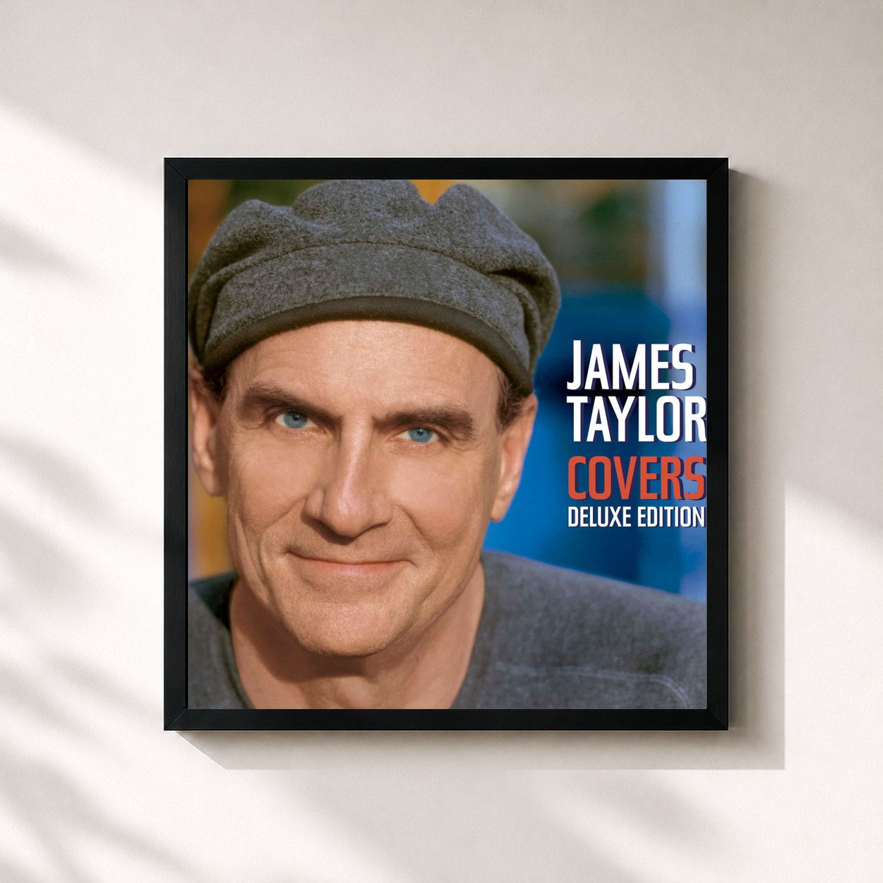 #noir Tableau carré de l'album Covers de James Taylor, cadre noir 32x32 cm