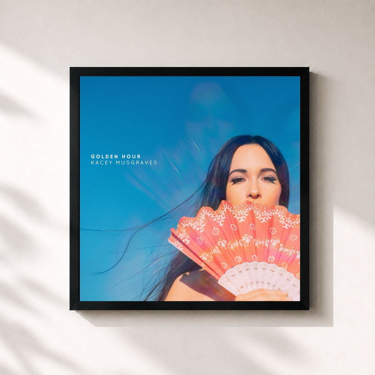 #noir Tableau carré de l'album Golden Hour de Kacey Musgraves, cadre noir 32x32 cm