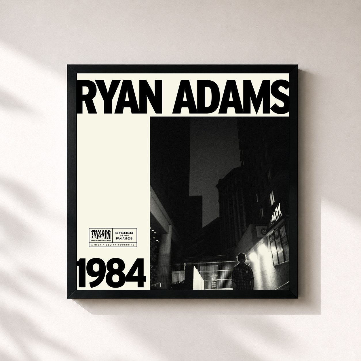 #noir Tableau carré de l'album 1984 de Ryan Adams, cadre noir 32x32 cm