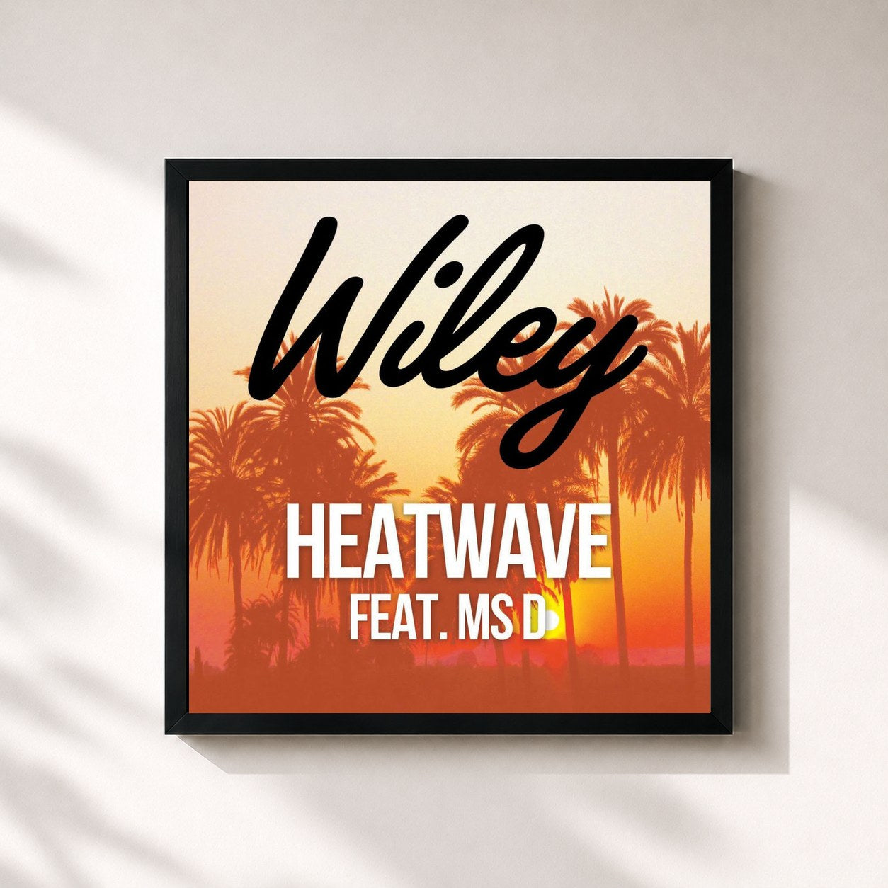 #noir Tableau carré de l'album Heatwave (feat. Ms D) de Wiley, cadre noir 32x32 cm